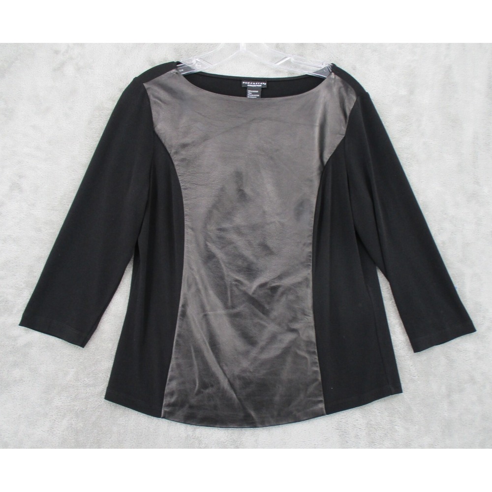 Doncaster Top Womens Size 10 Leather Stretch Lightweight Moto Quiet Luxury Black